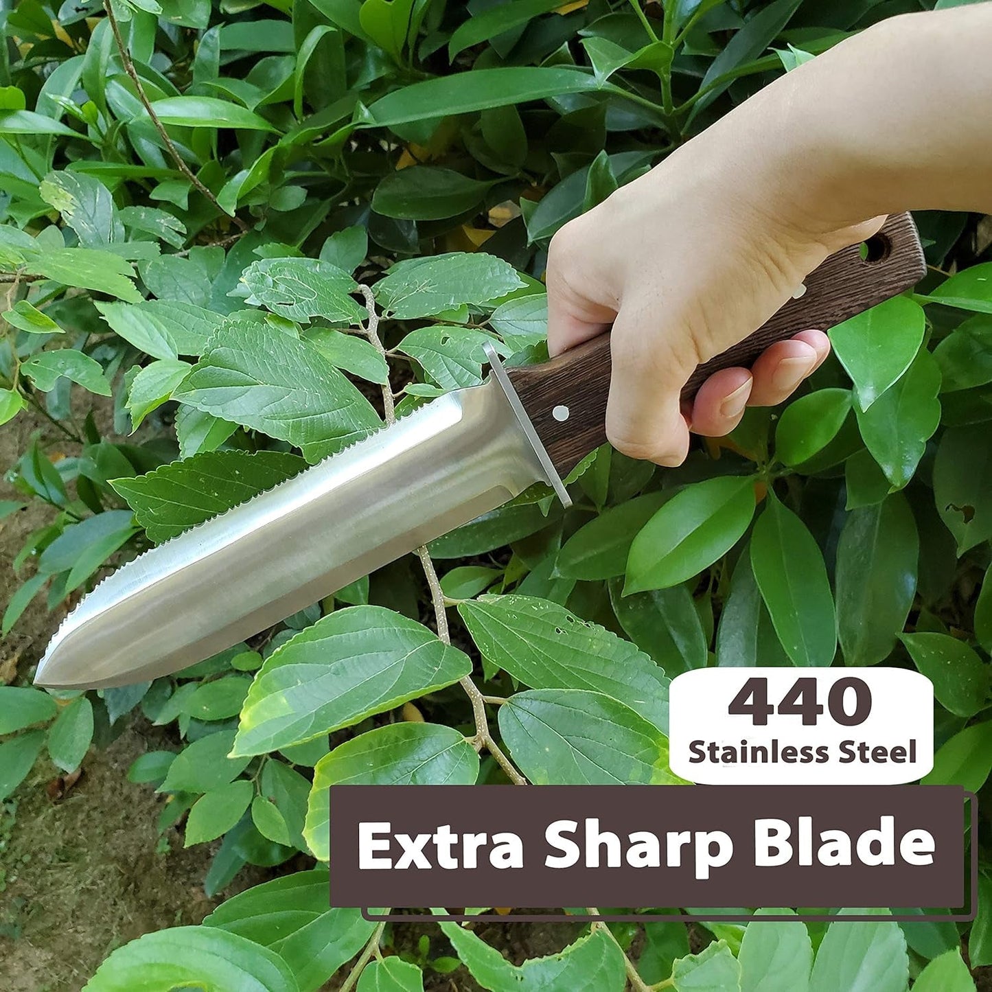 Professional Hori Hori Garden Knife with Leather Sheath.