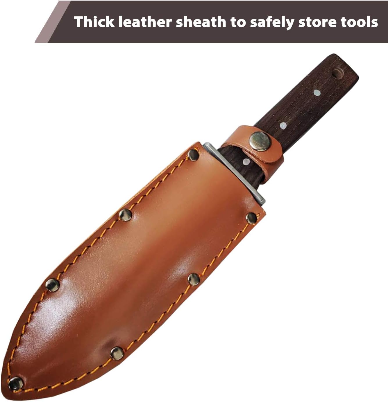Professional Hori Hori Garden Knife with Leather Sheath.